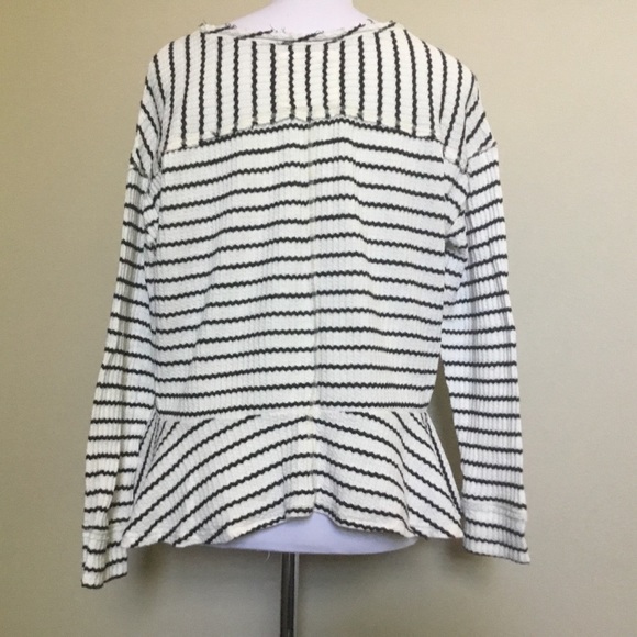 WE THE FREE PEOPLE black stripe peplum knit tee S - Picture 3 of 6
